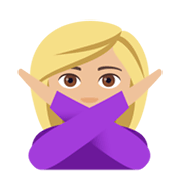 🙅🏼‍♀️ Emoji Frau mit überkreuzten Armen: mittelhelle Hautfarbe JoyPixels 4.0.