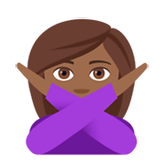 🙅🏾‍♀️ Emoji Mujer Haciendo El Gesto De «no»: Tono De Piel Oscuro Medio en JoyPixels 4.0.