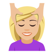 💆🏼‍♀️ Emoji Frau, die eine Kopfmassage bekommt: mittelhelle Hautfarbe JoyPixels 4.0.