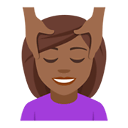 💆🏾‍♀️ Emoji Mujer Recibiendo Masaje: Tono De Piel Oscuro Medio en JoyPixels 4.0.