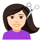 💇🏻‍♀️ Emoji Mulher Cortando O Cabelo: Pele Clara na JoyPixels 4.0.