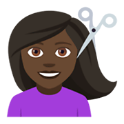 Émoji 💇🏿‍♀️ Femme Qui Se Fait Couper Les Cheveux : Peau Foncée sur JoyPixels 4.0.