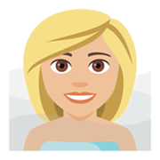 🧖🏼‍♀️ Emoji Mujer En Una Sauna: Tono De Piel Claro Medio en JoyPixels 4.0.