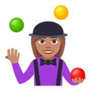 🤹🏽‍♀️ Emoji Mujer Haciendo Malabares: Tono De Piel Medio en JoyPixels 4.0.