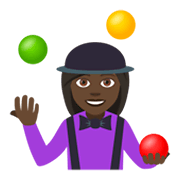 🤹🏿‍♀️ Emoji Jongleurin: dunkle Hautfarbe JoyPixels 4.0.