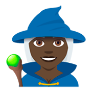 🧙🏿‍♀️ Emoji Magierin: dunkle Hautfarbe JoyPixels 4.0.