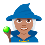 🧙🏽‍♀️ Emoji Maga: Tono De Piel Medio en JoyPixels 4.0.