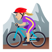 🚵🏼‍♀️ Emoji Mulher Fazendo Mountain Bike: Pele Morena Clara na JoyPixels 4.0.