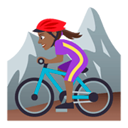🚵🏾‍♀️ Emoji Mulher Fazendo Mountain Bike: Pele Morena Escura na JoyPixels 4.0.