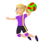🤾🏼‍♀️ Emoji Mujer Jugando Al Balonmano: Tono De Piel Claro Medio en JoyPixels 4.0.