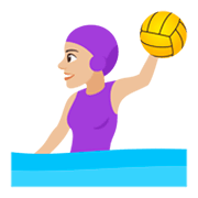 🤽🏼‍♀️ Emoji Mulher Jogando Polo Aquático: Pele Morena Clara na JoyPixels 4.0.