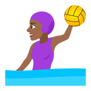 🤽🏾‍♀️ Emoji Mujer Jugando Al Waterpolo: Tono De Piel Oscuro Medio en JoyPixels 4.0.