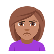 Emoji 🙎🏽‍♀️ Donna Imbronciata: Carnagione Olivastra su JoyPixels 4.0.
