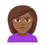 Emoji 🙎🏾‍♀️ Donna Imbronciata: Carnagione Abbastanza Scura su JoyPixels 4.0.