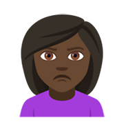Emoji 🙎🏿‍♀️ Donna Imbronciata: Carnagione Scura su JoyPixels 4.0.