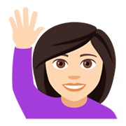 🙋🏻‍♀️ Emoji Mulher Levantando A Mão: Pele Clara na JoyPixels 4.0.