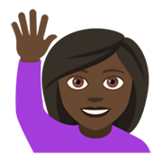 🙋🏿‍♀️ Emoji Mujer Con La Mano Levantada: Tono De Piel Oscuro en JoyPixels 4.0.