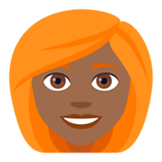 👩🏾‍🦰 Emoji Mujer: Tono De Piel Oscuro Medio Y Pelo Pelirrojo en JoyPixels 4.0.
