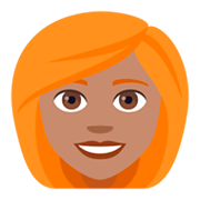 👩🏽‍🦰 Emoji Mulher: Pele Morena E Cabelo Vermelho na JoyPixels 4.0.