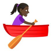 🚣🏿‍♀️ Emoji Frau im Ruderboot: dunkle Hautfarbe JoyPixels 4.0.