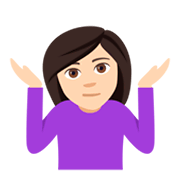 🤷🏻‍♀️ Emoji schulterzuckende Frau: helle Hautfarbe JoyPixels 4.0.