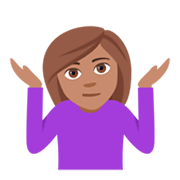 🤷🏽‍♀️ Emoji Mulher Dando De Ombros: Pele Morena na JoyPixels 4.0.