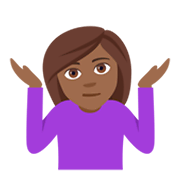 🤷🏾‍♀️ Emoji Mujer Encogida De Hombros: Tono De Piel Oscuro Medio en JoyPixels 4.0.