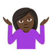 🤷🏿‍♀️ Emoji Mulher Dando De Ombros: Pele Escura na JoyPixels 4.0.