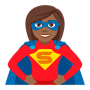 🦸🏾‍♀️ Emoji Superheroína: Tono De Piel Oscuro Medio en JoyPixels 4.0.