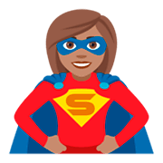 Émoji 🦸🏽‍♀️ Super-héroïne : Peau Légèrement Mate sur JoyPixels 4.0.