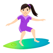 🏄🏻‍♀️ Emoji Mujer Haciendo Surf: Tono De Piel Claro en JoyPixels 4.0.