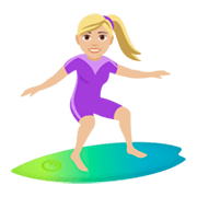 🏄🏼‍♀️ Emoji Mujer Haciendo Surf: Tono De Piel Claro Medio en JoyPixels 4.0.
