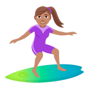 🏄🏽‍♀️ Emoji Mujer Haciendo Surf: Tono De Piel Medio en JoyPixels 4.0.