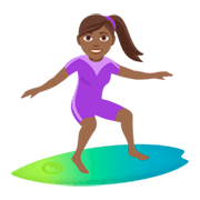 Emoji 🏄🏾‍♀️ Surfista Donna: Carnagione Abbastanza Scura su JoyPixels 4.0.