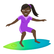 🏄🏿‍♀️ Emoji Mujer Haciendo Surf: Tono De Piel Oscuro en JoyPixels 4.0.
