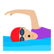 🏊🏼‍♀️ Emoji Mulher Nadando: Pele Morena Clara na JoyPixels 4.0.