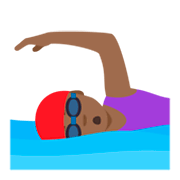 🏊🏾‍♀️ Emoji Mulher Nadando: Pele Morena Escura na JoyPixels 4.0.