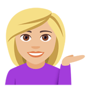 💁🏼‍♀️ Emoji Mulher Com A Palma Virada Para Cima: Pele Morena Clara na JoyPixels 4.0.