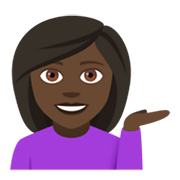 💁🏿‍♀️ Emoji Mulher Com A Palma Virada Para Cima: Pele Escura na JoyPixels 4.0.