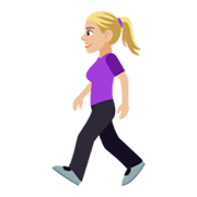 🚶🏼‍♀️ Emoji Mujer Caminando: Tono De Piel Claro Medio en JoyPixels 4.0.