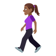 🚶🏾‍♀️ Emoji Mujer Caminando: Tono De Piel Oscuro Medio en JoyPixels 4.0.