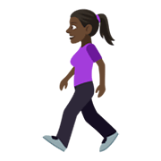 🚶🏿‍♀️ Emoji Mujer Caminando: Tono De Piel Oscuro en JoyPixels 4.0.