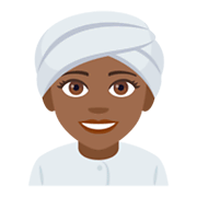👳🏾‍♀️ Emoji Mujer Con Turbante: Tono De Piel Oscuro Medio en JoyPixels 4.0.