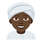 👳🏿‍♀️ Emoji Frau mit Turban: dunkle Hautfarbe JoyPixels 4.0.
