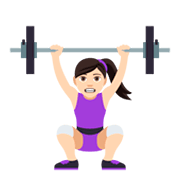 🏋🏻‍♀️ Emoji Mulher Levantando Peso: Pele Clara na JoyPixels 4.0.