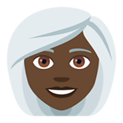 👩🏿‍🦳 Emoji Mujer: Tono De Piel Oscuro Y Pelo Blanco en JoyPixels 4.0.