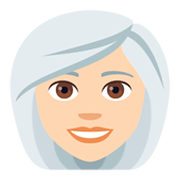 Émoji 👩🏻‍🦳 Femme : Peau Claire Et Cheveux Blancs sur JoyPixels 4.0.