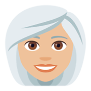 Émoji 👩🏼‍🦳 Femme : Peau Moyennement Claire Et Cheveux Blancs sur JoyPixels 4.0.