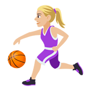 ⛹🏼‍♀️ Emoji Mujer Botando Un Balón: Tono De Piel Claro Medio en JoyPixels 4.0.