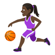 Emoji ⛹🏿‍♀️ Donna Che Fa Rimbalzare Una Palla: Carnagione Scura su JoyPixels 4.0.